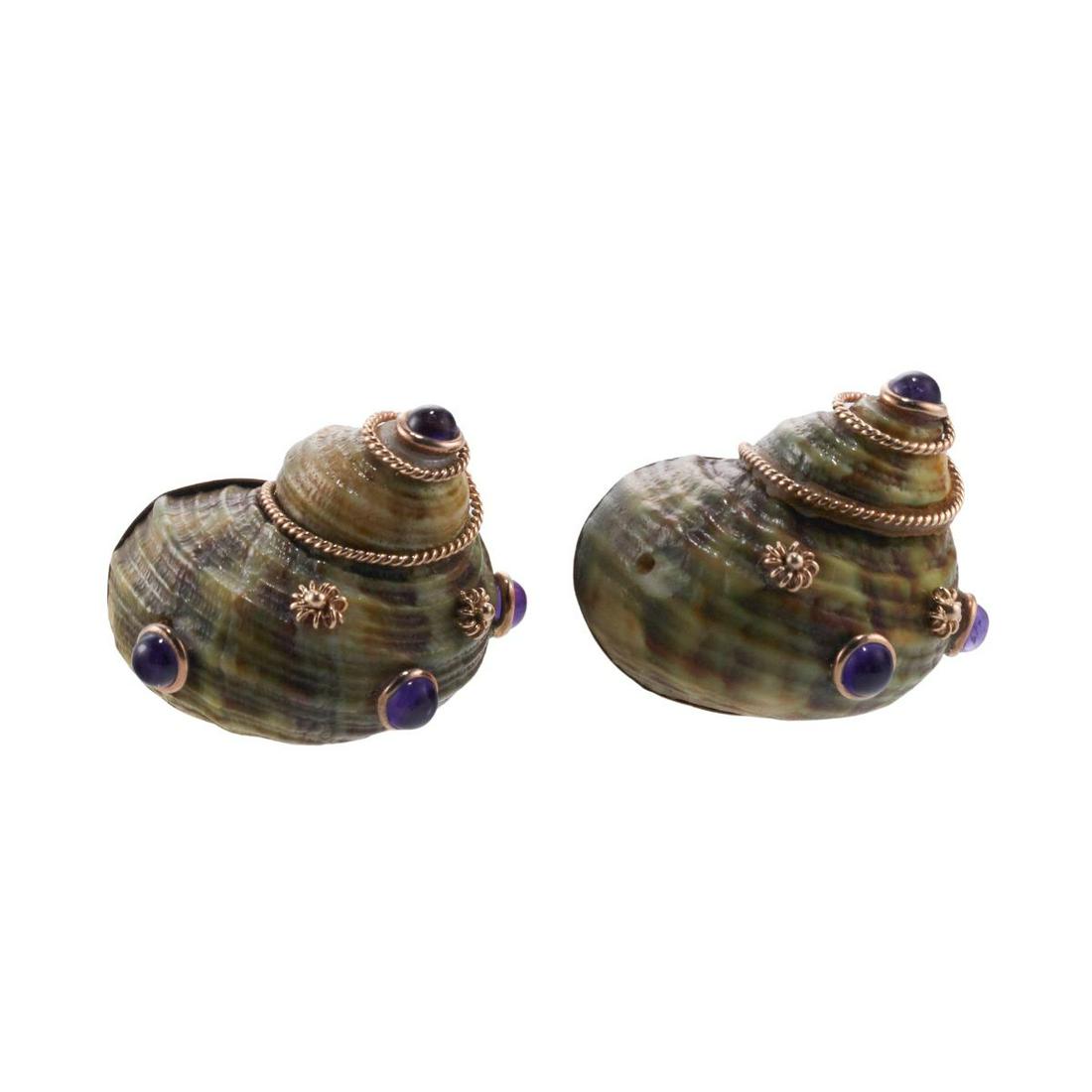 Maz 14k Gold Amethyst Shell Earrings (1 of 3)