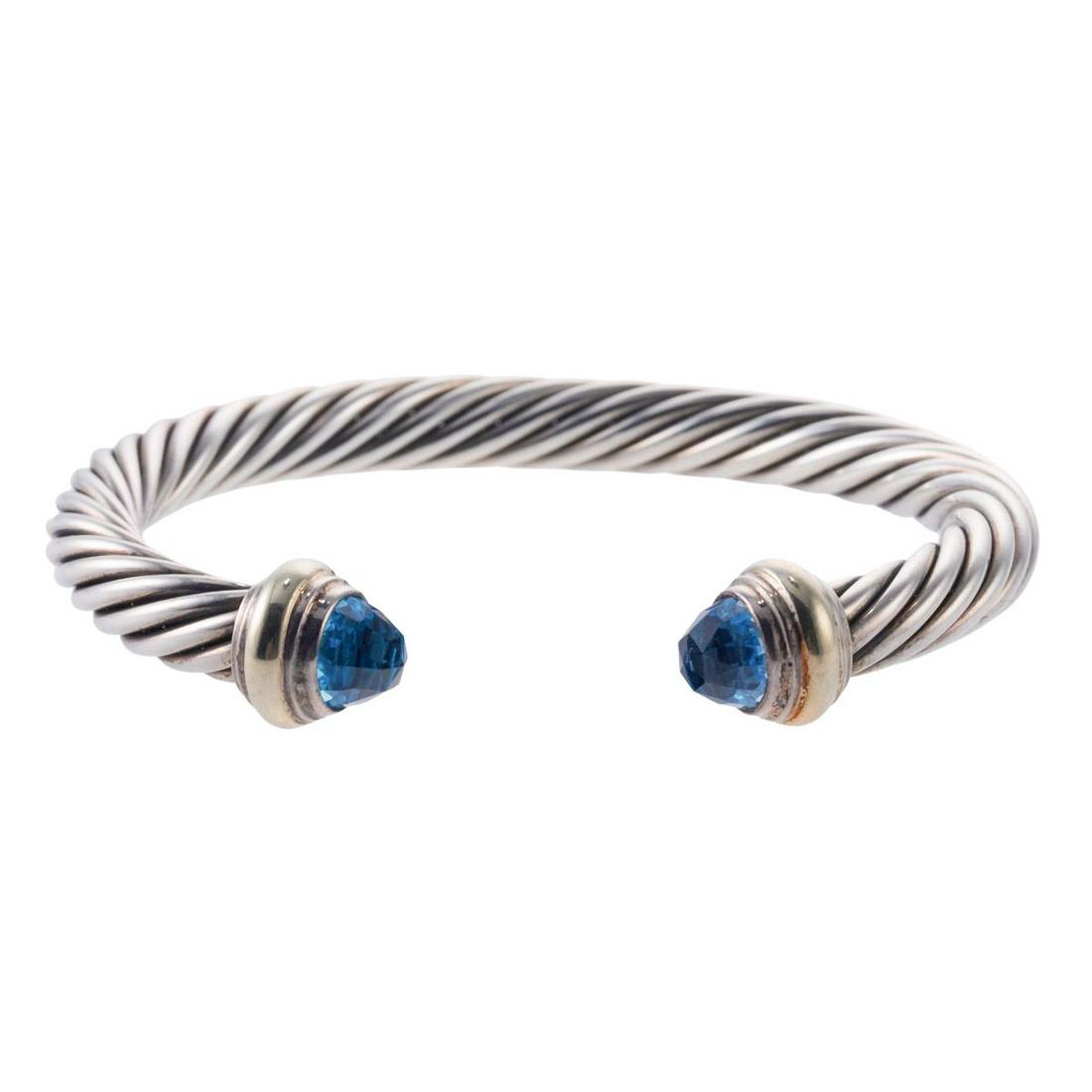 David Yurman Silver Gold Topaz Cuff Bracelet (1 of 3)