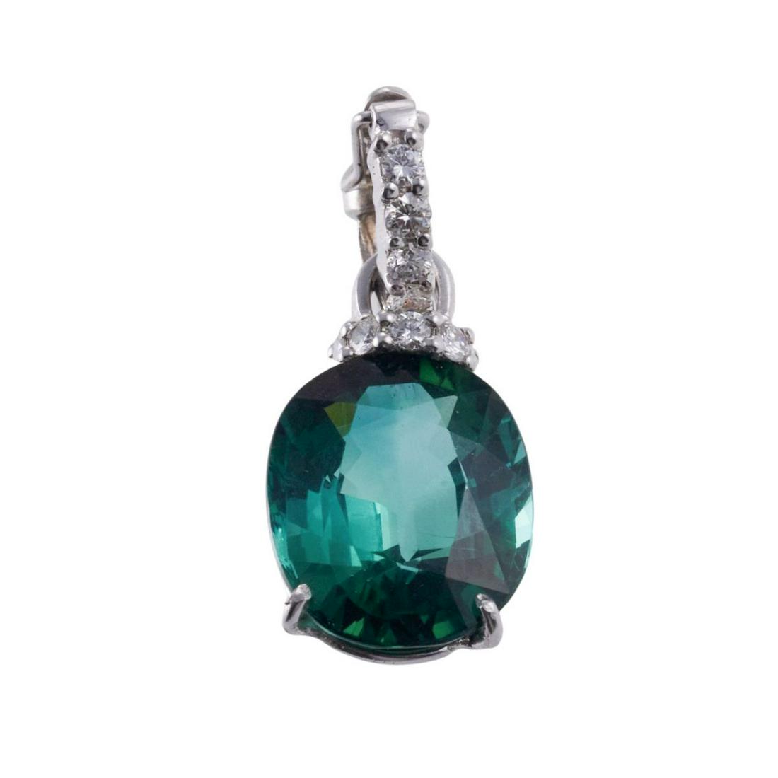 Stambolian 18k Gold 12ct Green Tourmaline Diamond Pendant (1 of 3)