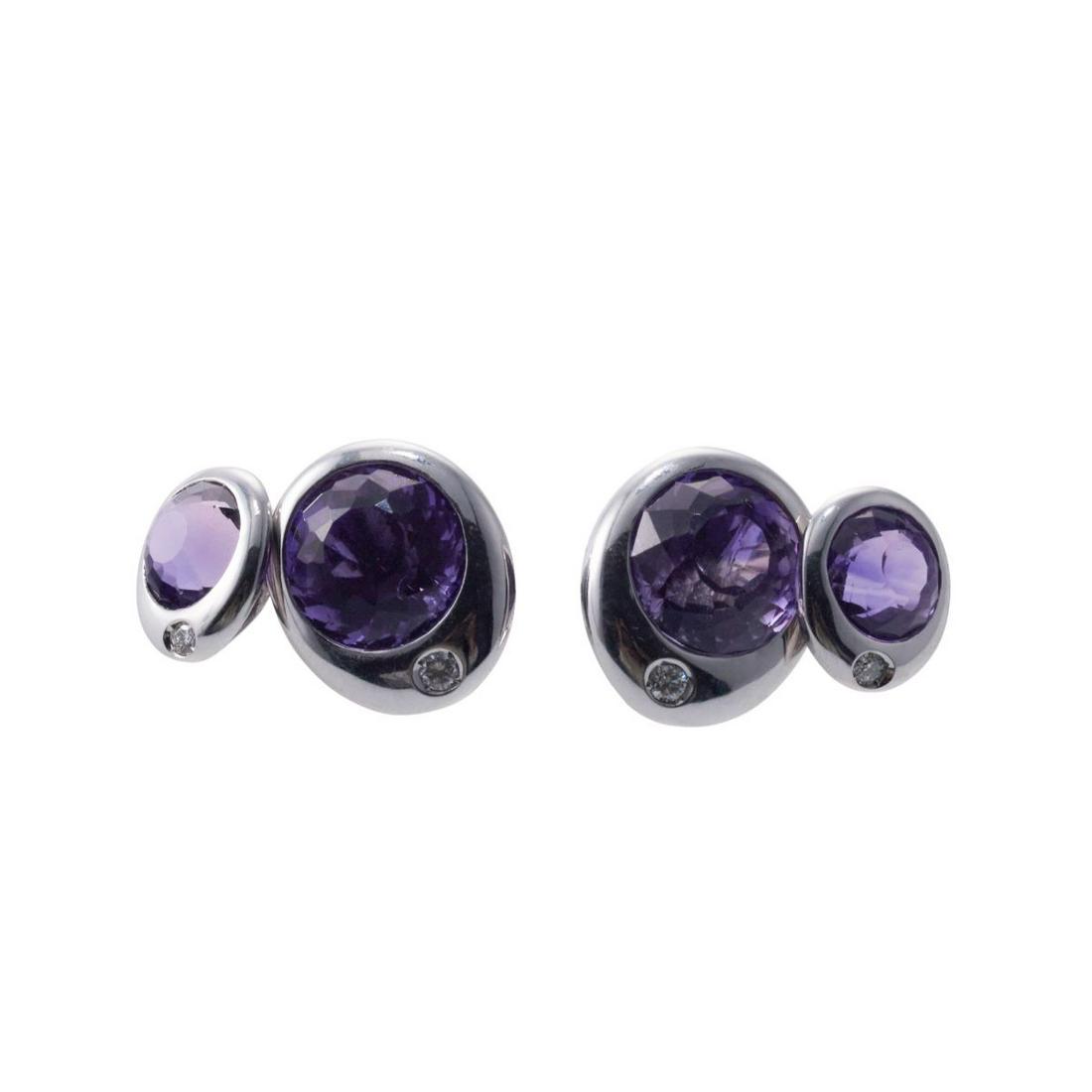 18k Gold Amethyst Diamond Cufflinks (1 of 3)