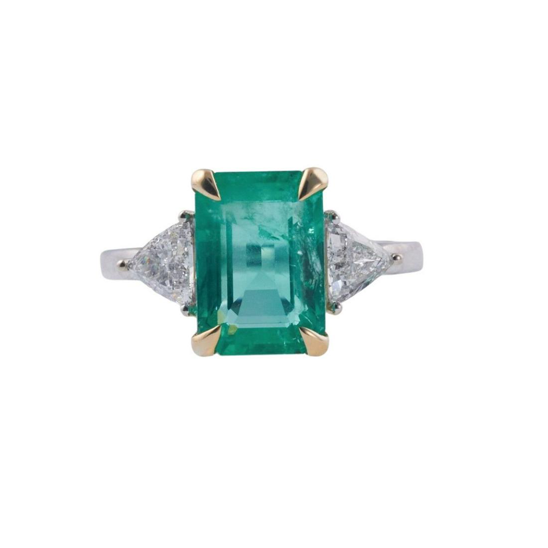 18k Gold 4.09ct Emerald Diamond Ring (1 of 5)