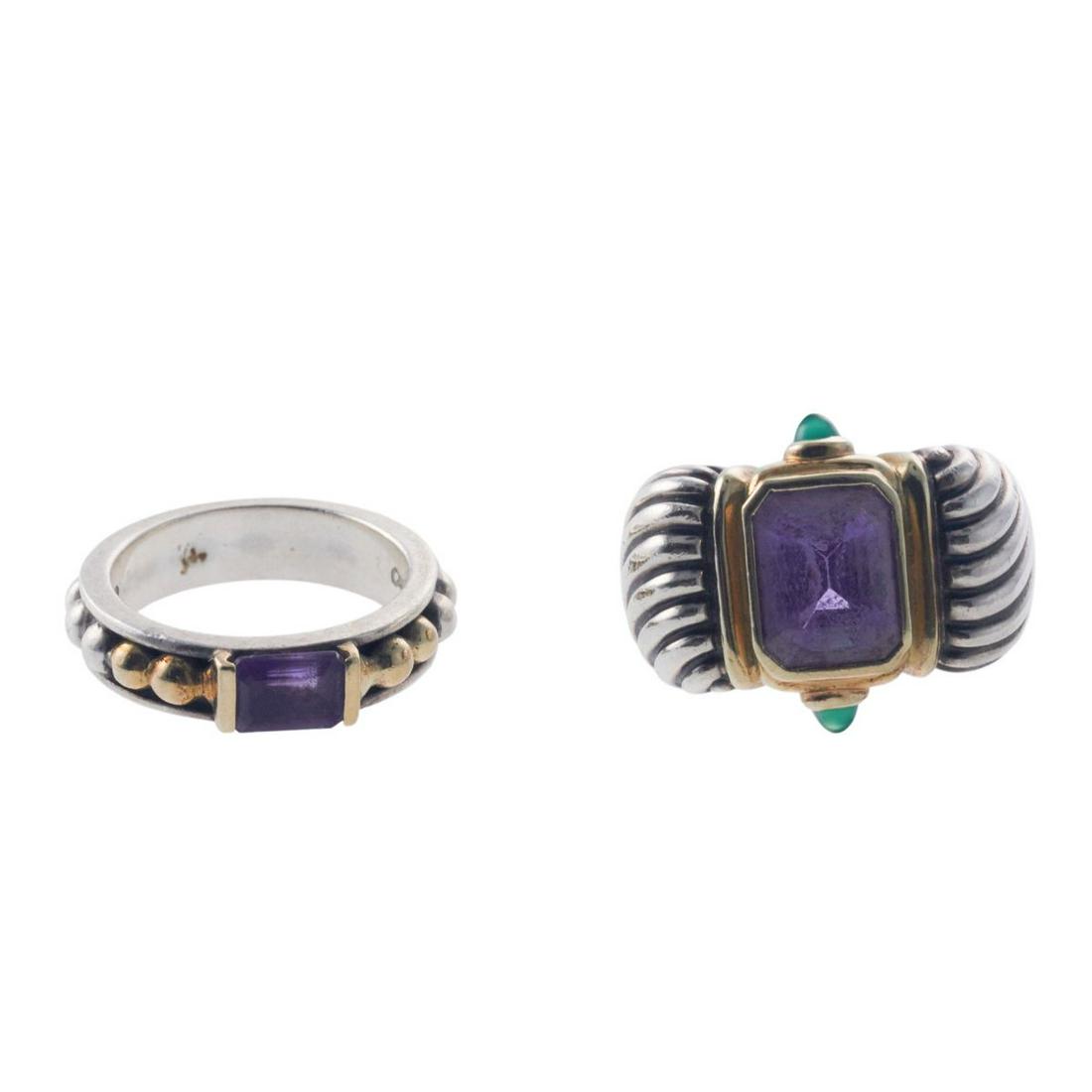 Lagos Caviar Yurman Gold Silver Amethyst Chrysoprase Ring Lot of 2 (1 of 4)