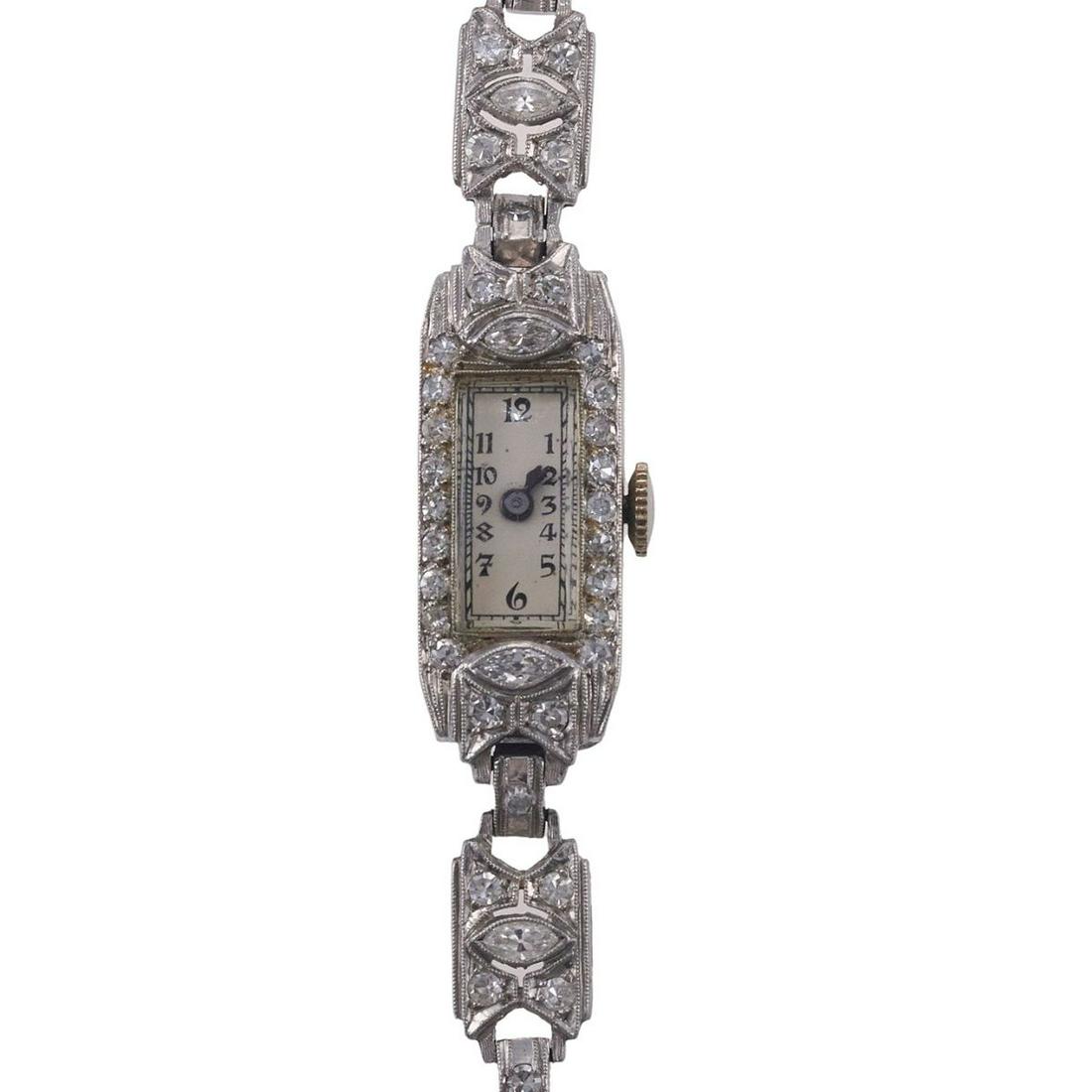 Art Deco Platinum Diamond Ladies Watch (1 of 4)