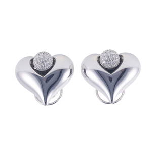 Chopard Pushkin 18k Gold Diamond Heart Earrings: Metal : 18k Gold Designer : Chopard Gemstone : Diamonds approx. 1.24ctw. Measurements : Earrings measure 22mm x 26mm. Marked: : Chopard, 750, Serial number. Weight: 33 grams 