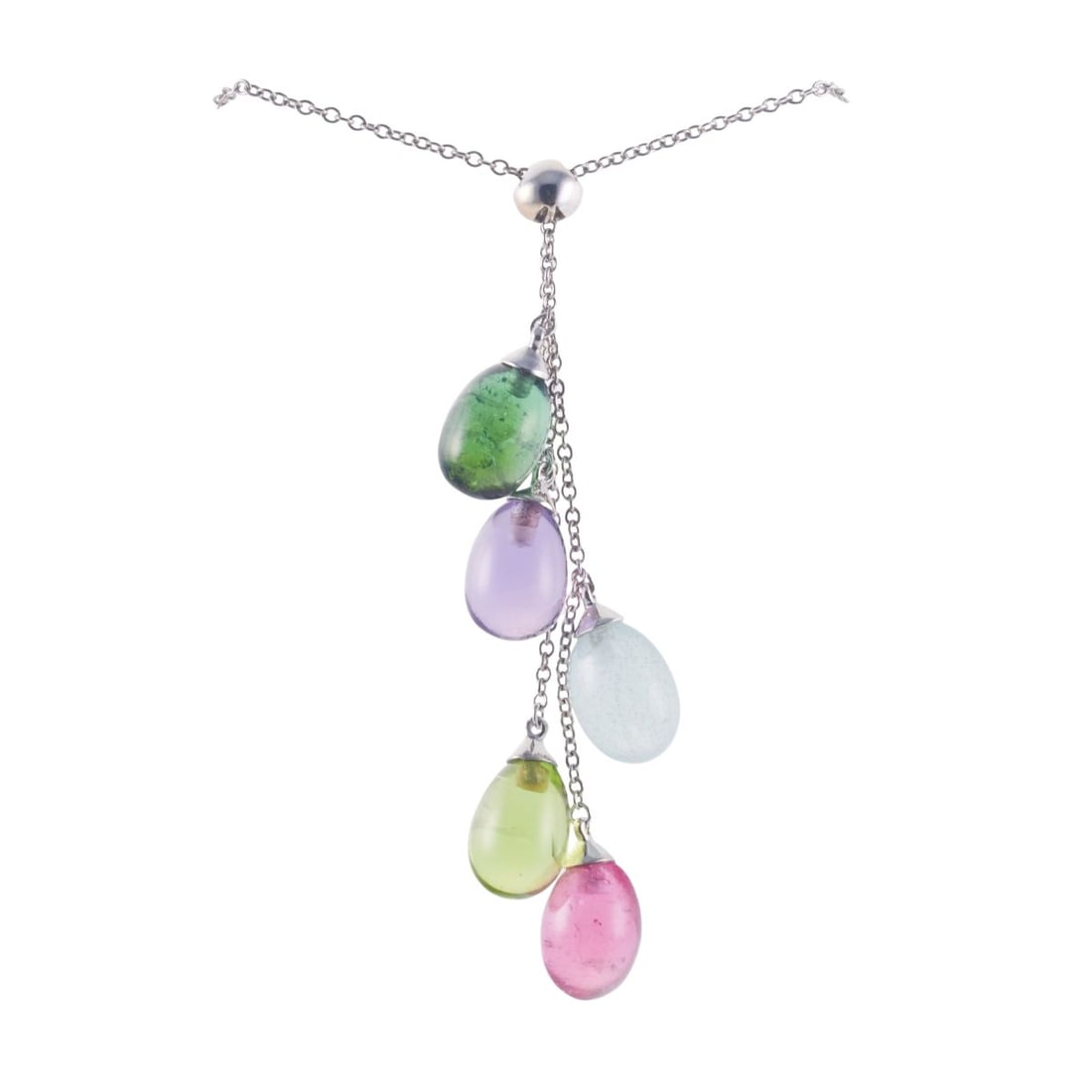 Tiffany & Co 18k Gold Tourmaline Amethyst Peridot Drop Necklace (1 of 4)