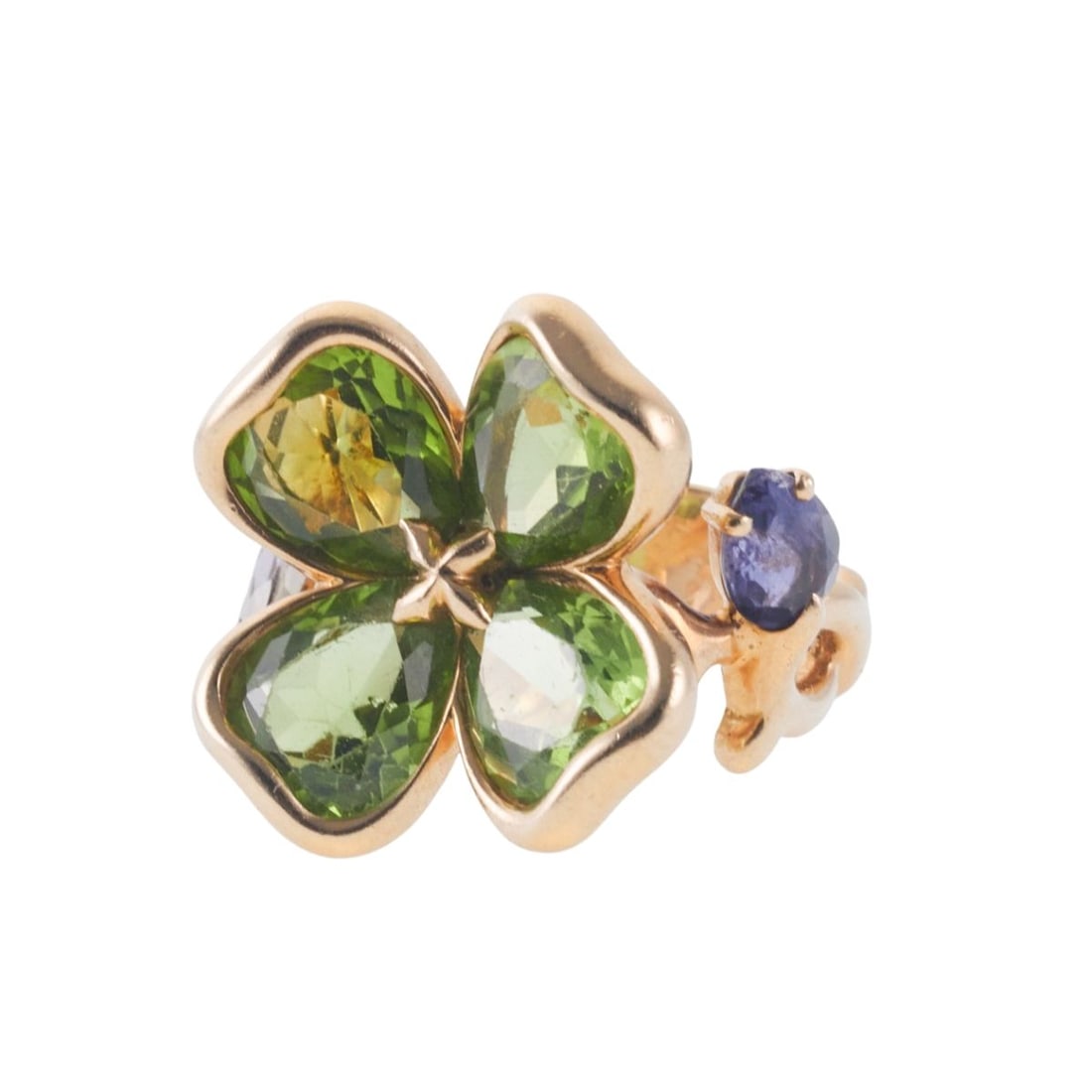 Chanel 18k Gold Iolite Peridot Flower Ring (1 of 5)