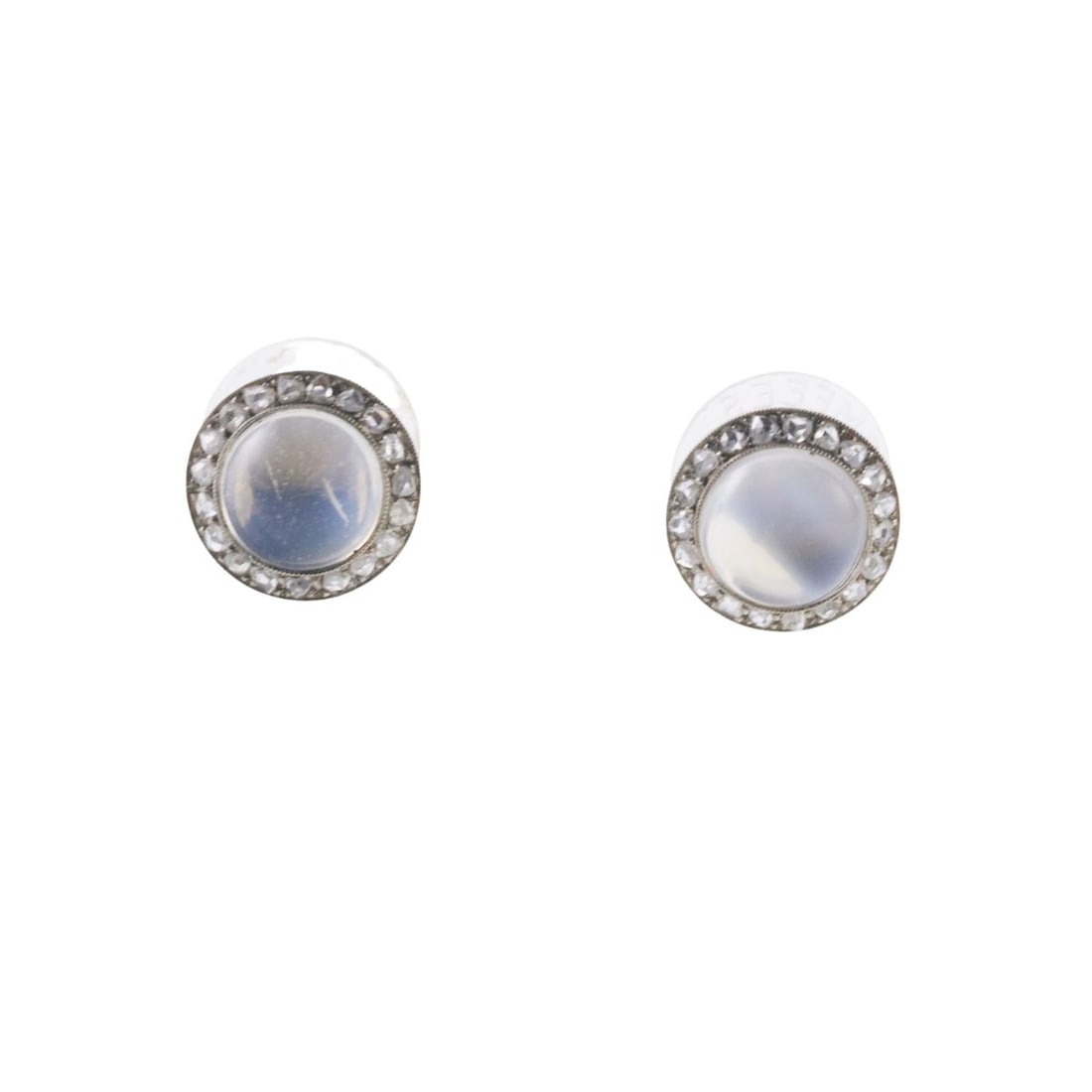 Platinum Moonstone Diamond Stud Earrings (1 of 3)