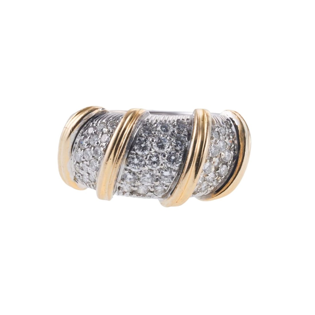 Roberto Coin Nabucco Two Tone Gold Diamond Band Ring (1 of 5)