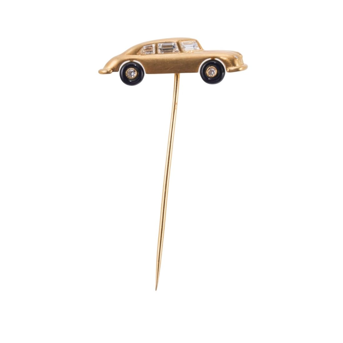 18k Gold Diamond Enamel Car Stick Pin (1 of 3)