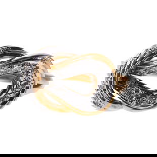 Lalaounis Greece 18k Gold Diamond Hercules Knot Ring: Metal : 18k Gold Designer : Lalaounis Gemstone : Diamonds approx. 0.22ctw. Measurements : Ring size 7,top is 12mm x 17mm. Marked: : Maker's mark, 750, Greece, A21. Weight: