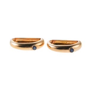 Cartier 18k Gold Sapphire Cufflinks: Metal : 18k Gold Designer : Cartier Gemstone : Sapphire Measurements : Each cufflink measures 24mm x 15mm x 5.5mm. Marked: : Cartier, 1998, 959778, 750. Weight: 11.7 grams 