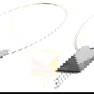 Rene Kern 1970s Gold Wood Diamond Pearl Pendant Necklace: Metal : 18k Gold Designer : Rene Kern Gemstone : Wood, White stone, Pearls, Diamonds approx. 2.80-3.00ctw. Measurements : Necklace's circumference is approx. 14.5-15". Pendant is 3.5" x