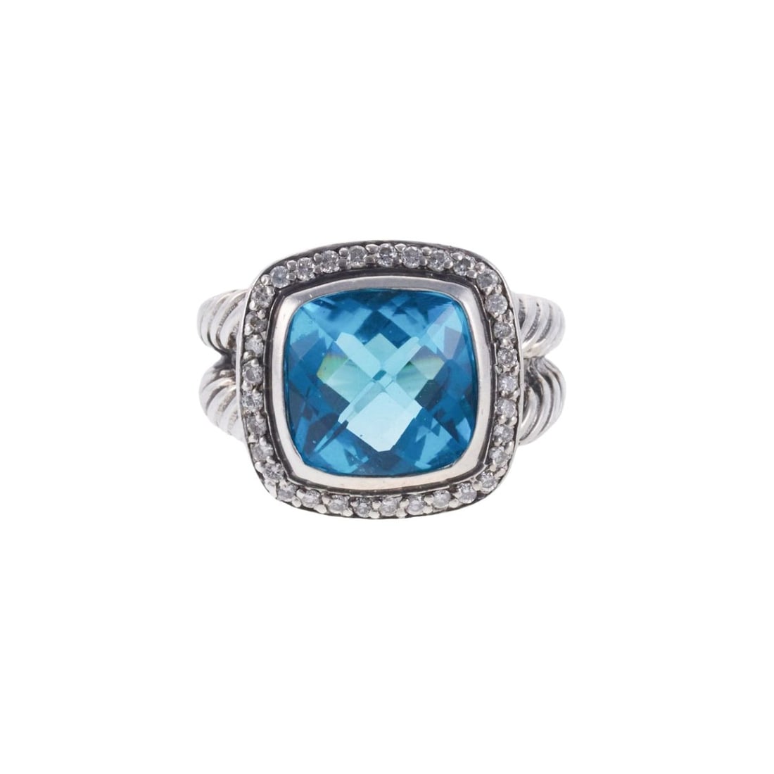 David Yurman Diamond Topaz Silver Gold Ring (1 of 3)