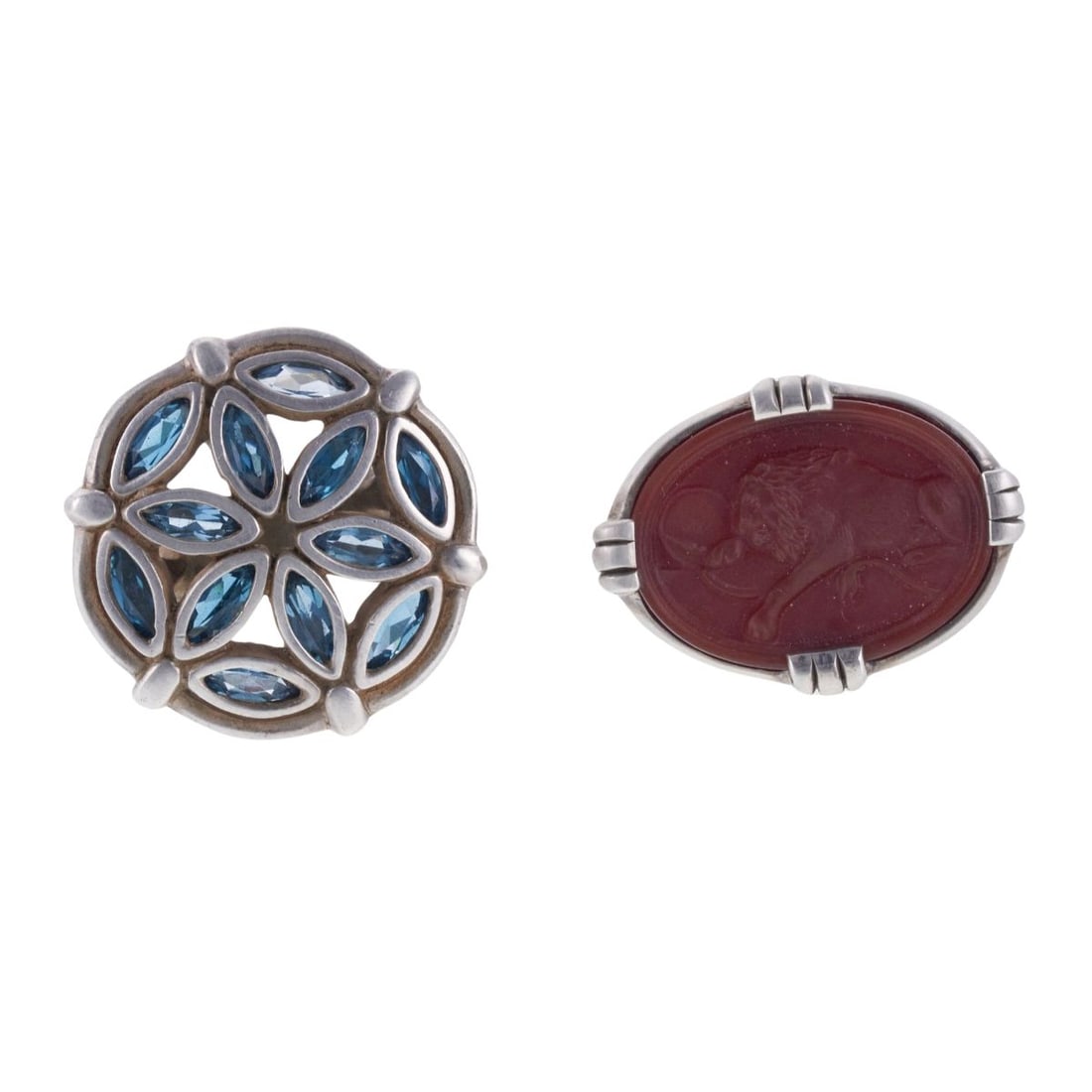 Slane & Slane Sterling Silver Carved Cameo Topaz Ring Lot of 2 (1 of 3)