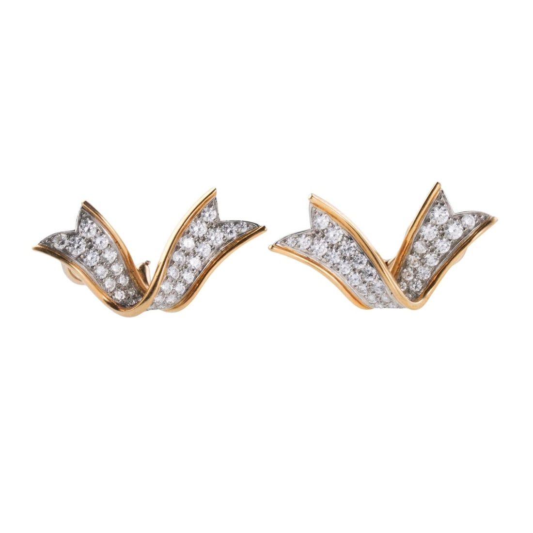 Tiffany & Co Platinum Gold Diamond Earrings (1 of 4)