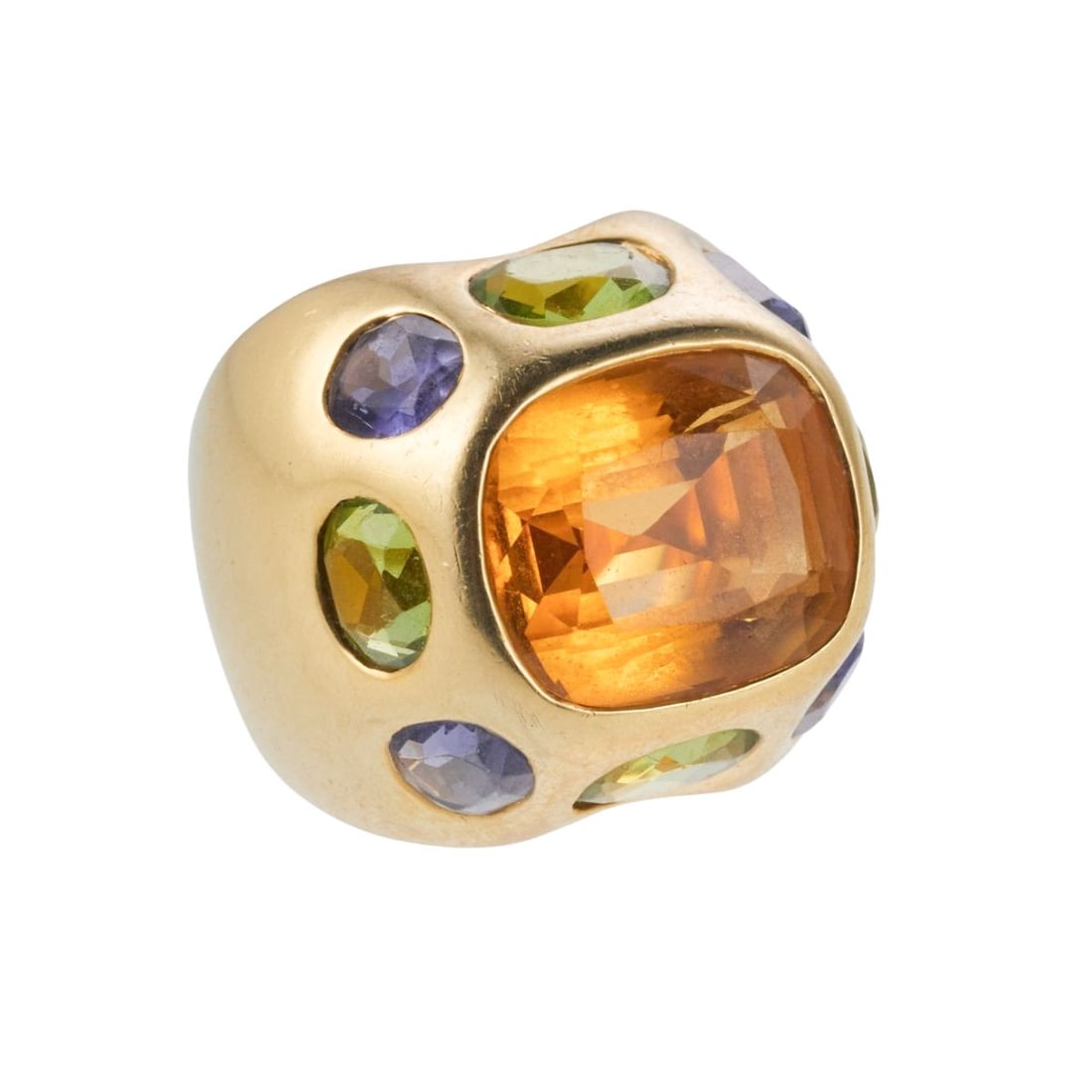 18k Gold Citrine Iolite Peridot Cocktail Ring (1 of 5)