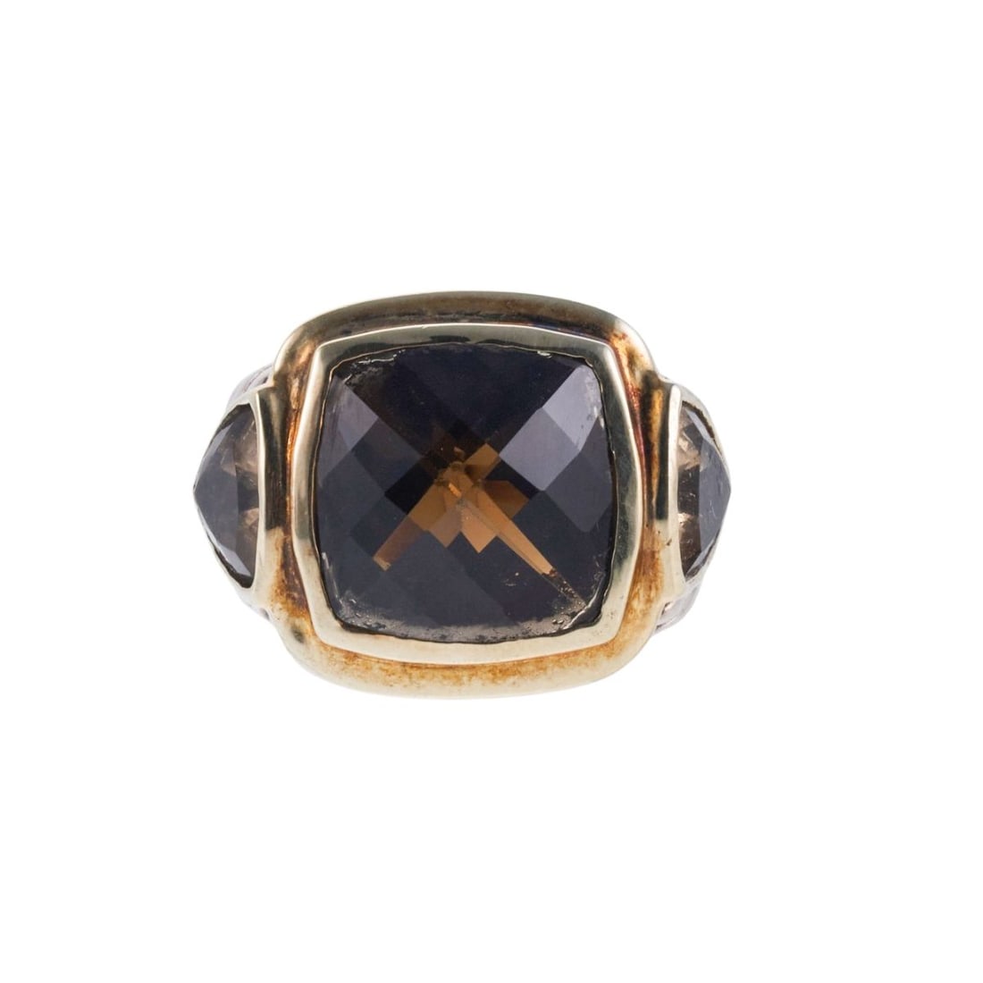 David Yurman Sterling Silver Gold Smoky Quartz Ring (1 of 3)