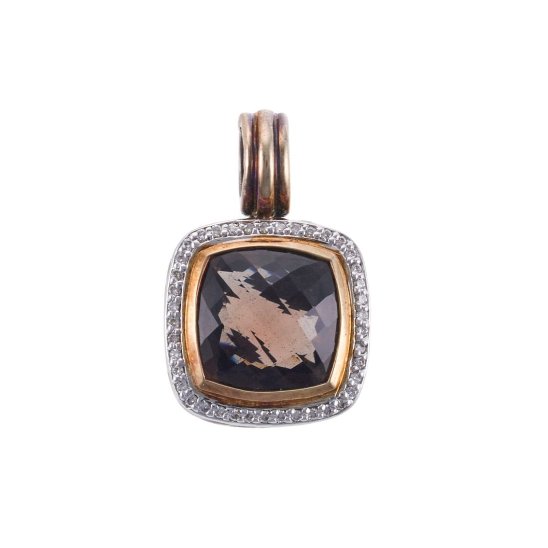 David Yurman Sterling Silver Gold Diamond Smoky Quartz Pendant (1 of 2)