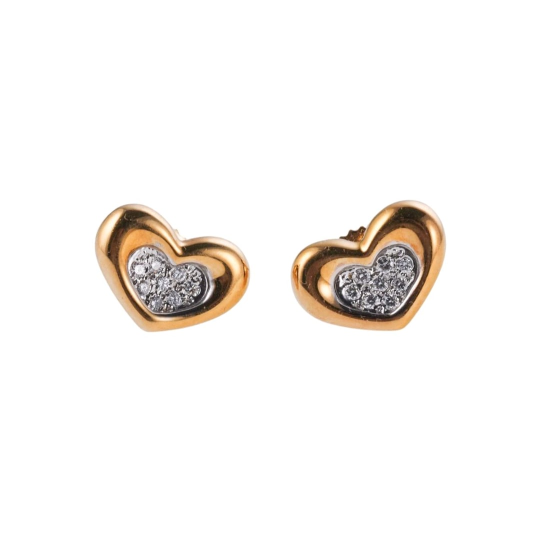Movado Gold Heart Stud Earrings: Metal : 18k Gold Designer : Movado Gemstone : Diamonds approx. 0.16ctw Measurements : Earrings are 14mm x 10mm Marked: : M 750, 18k Weight: 7.4