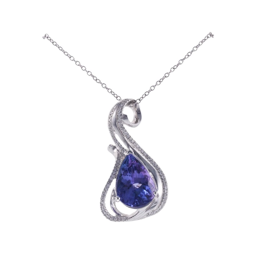 Kallati Gold Diamond Tanzanite Pendant Necklace: Metal : 9k Gold Designer : Kallati Gemstone : Tanzanite. Diamonds approx. 0.15ctw Measurements : Necklace is 18" long, Pendant is 28mm x 16mm Marked: : Kallati 9k, K303K Weight: 4.4