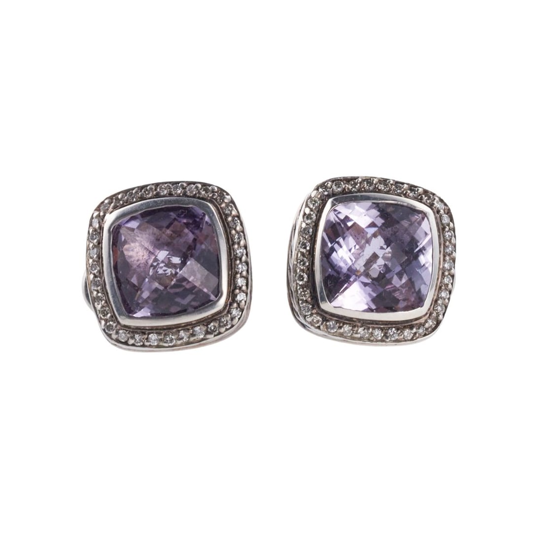 David Yurman Sterling Silver Quartz Diamond Earrings (1 of 4)