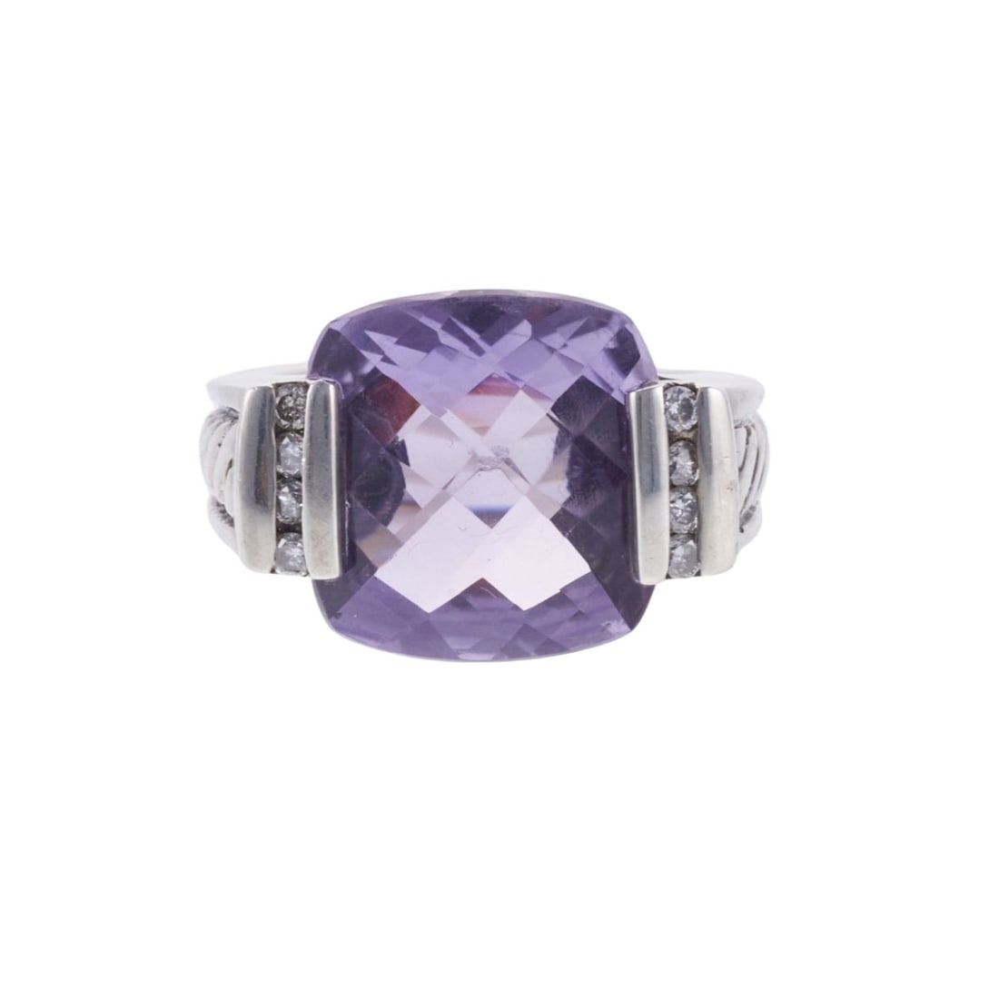 David Yurman Sterling Silver Amethyst Diamond Ring (1 of 4)
