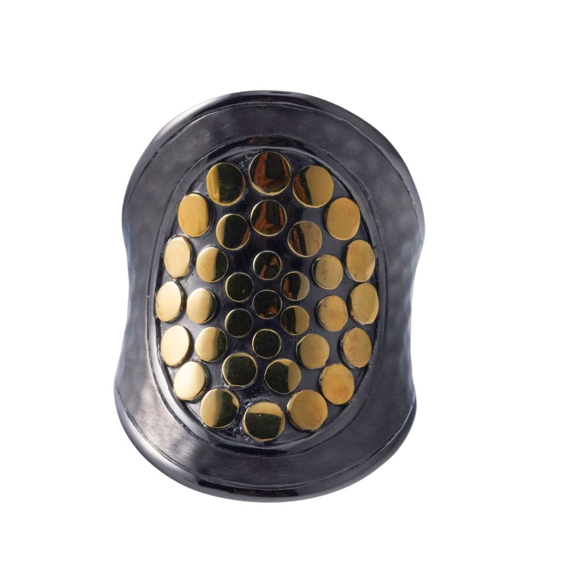 John Hardy Dot Moon Phase Sterling Silver Blackened Gold Ring (1 of 4)