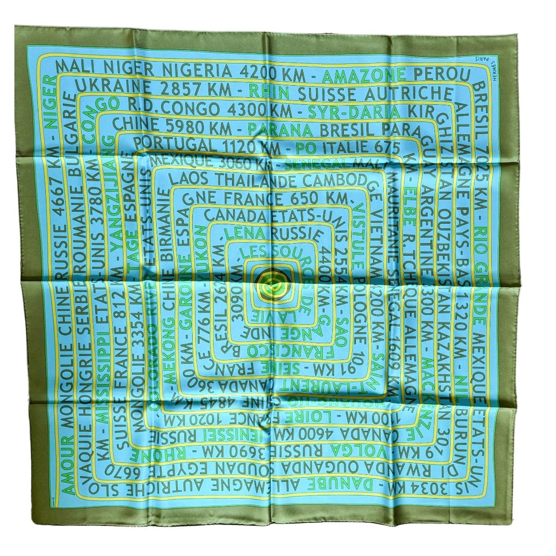 Hermes Les Sources de La Vie by Fred Rawyler Limited Edition Silk Scarf: Hermes silk scarf designed Les Sources de La Vie by Fred Rawyler. Measurements of the scarf leanth is 35" and width - 35" . Marked Hermes Paris, Made in France 100% silk. Exellent condition.