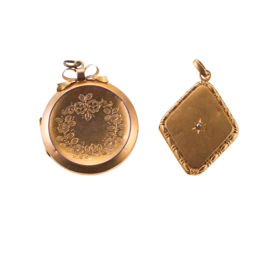 Antique English 9k and 18k Gold Locket Pendant Lot of 2 (1 of 3)