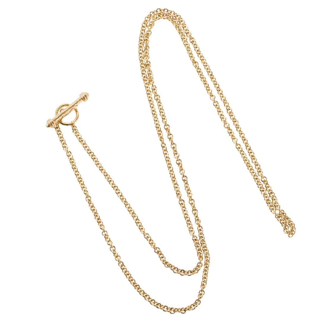 Elizabeth Locke 18k Gold Long Chain Toggle Necklace (1 of 3)