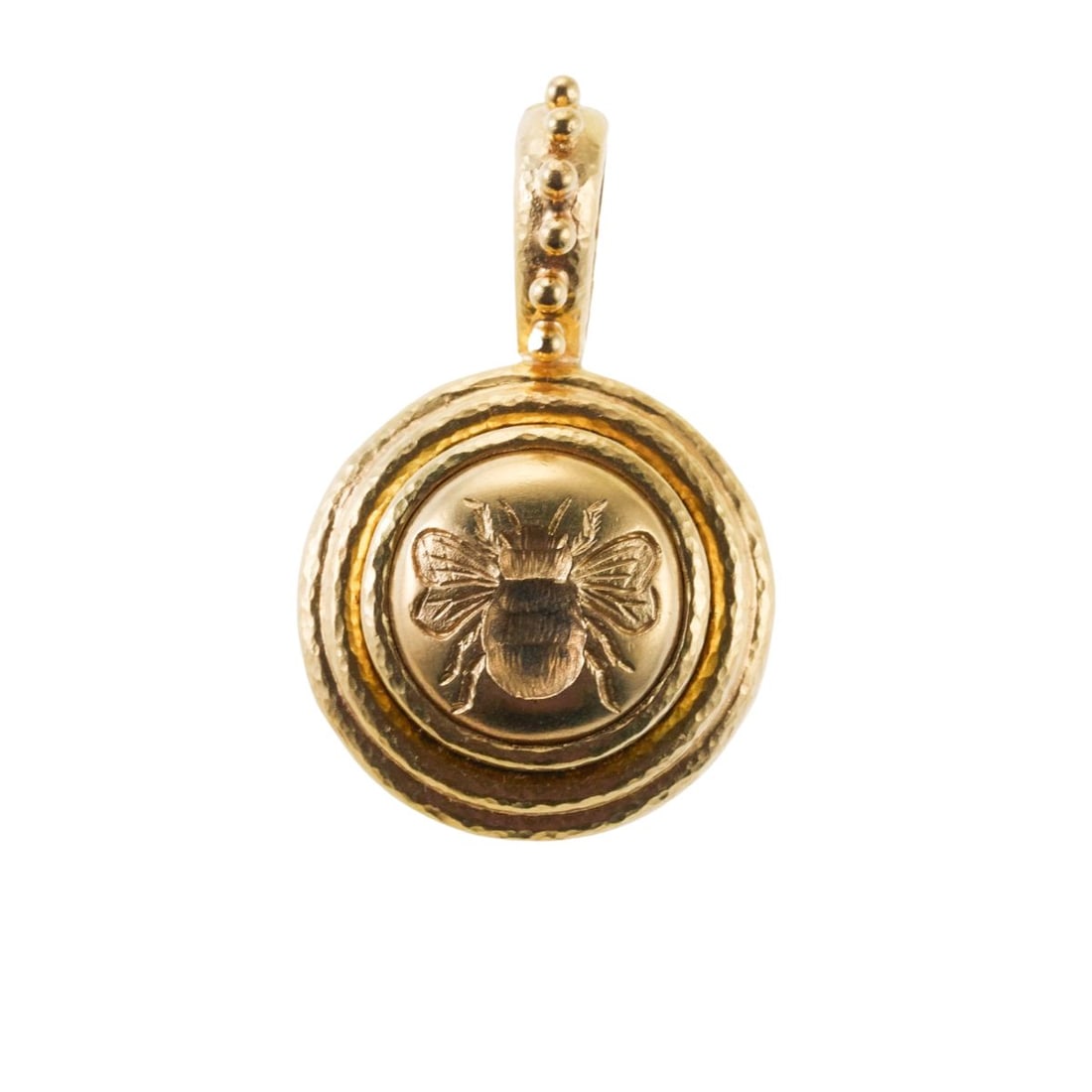 Elizabeth Locke 18k Gold Bee Intaglio Insect Pendant: Metal : 18k Gold Designer : Elizabeth Locke Gemstone : None Measurements : Pendant is 25mm in diameter x 38mm long with bale. Marked: : 18k, E mark. Weight: 16.1 grams