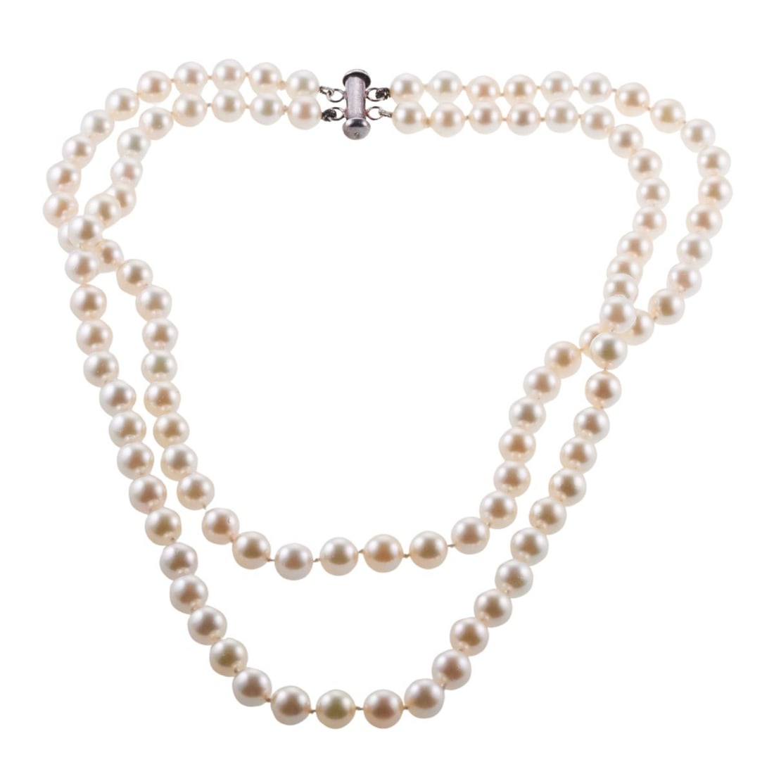 Sterling Silver Pearl Double Strand Necklace (1 of 4)