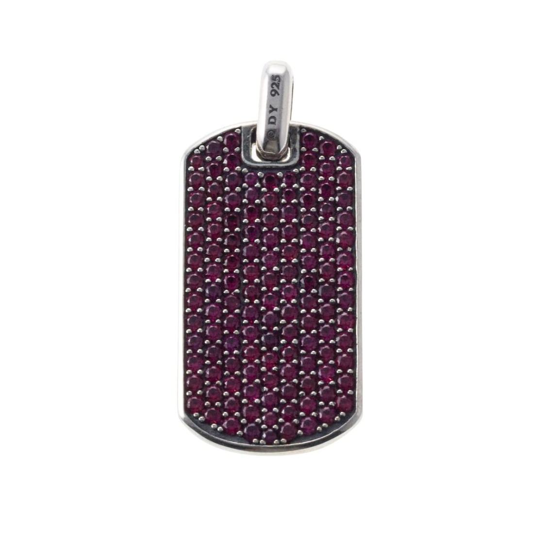 David Yurman Streamline Ruby Dog Tag Silver Pendant (1 of 3)