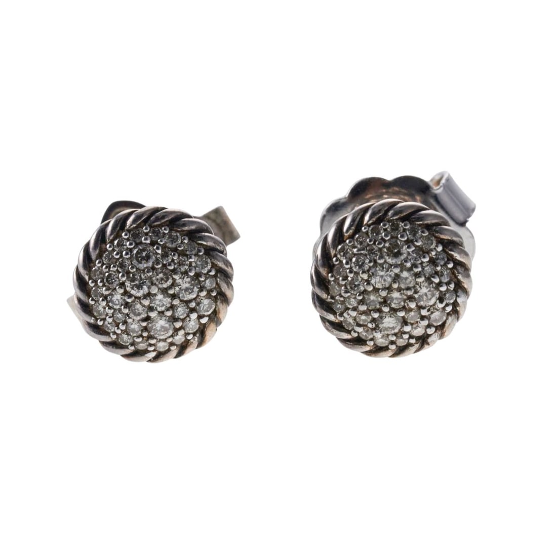 David Yurman Silver Chatelaine Diamond Stud Earrings (1 of 2)