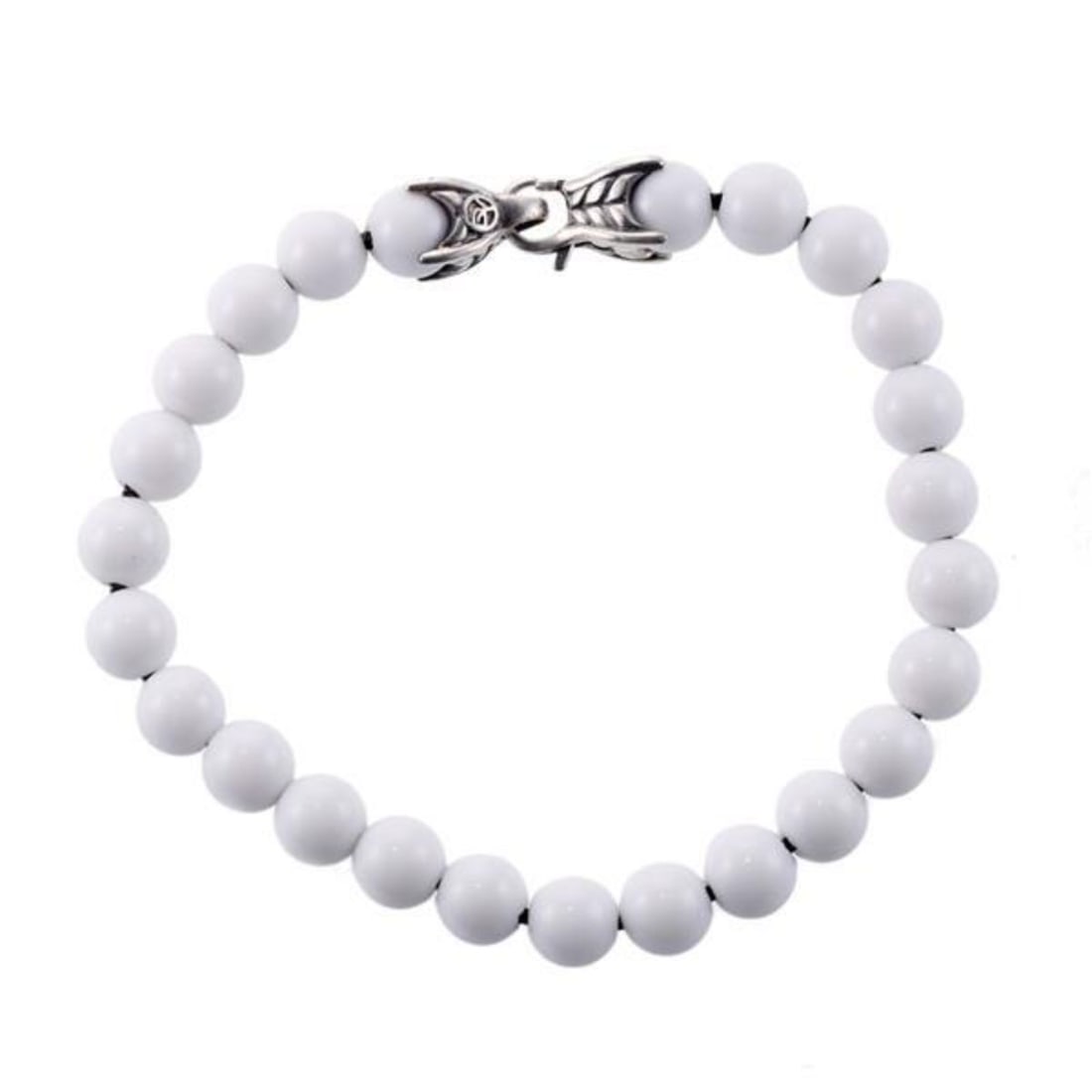 David Yurman Silver Spiritual Bead White Agate Bracelet (1 of 3)