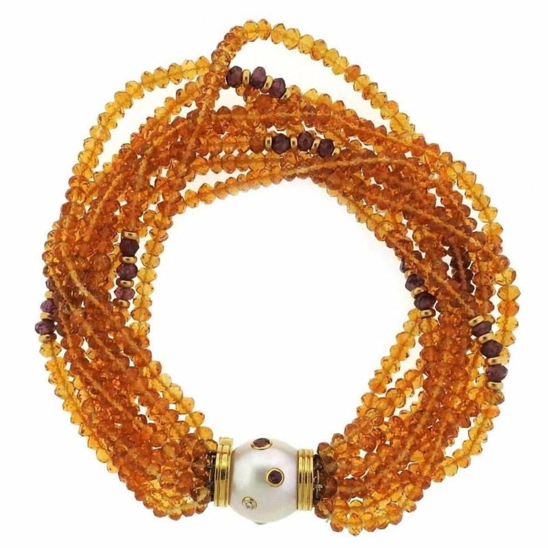 Trianon Citrine Tourmaline Pearl Diamond Gold Bracelet (1 of 4)