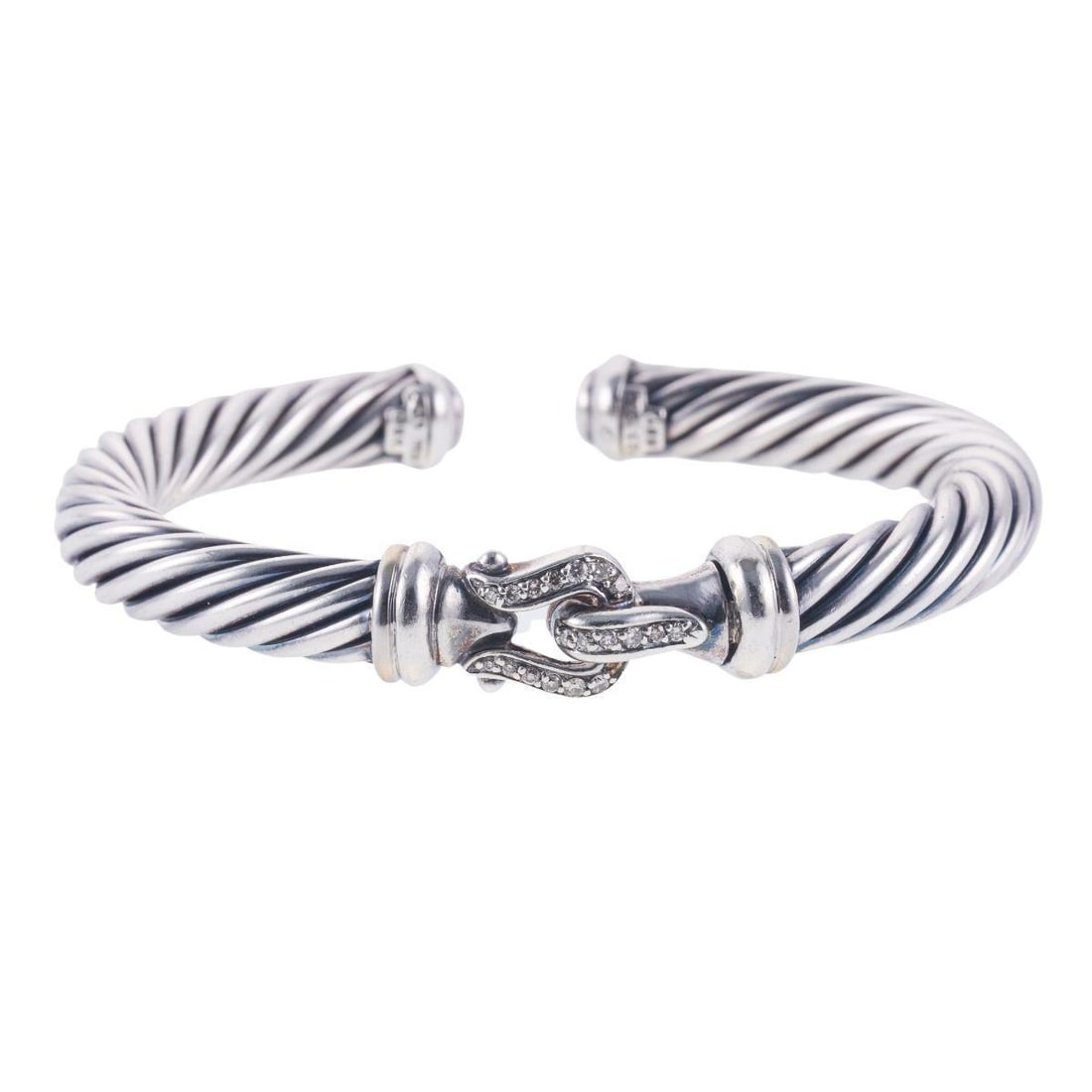 David Yurman Cable Silver 18k Gold Buckle Diamond Bracelet (1 of 3)