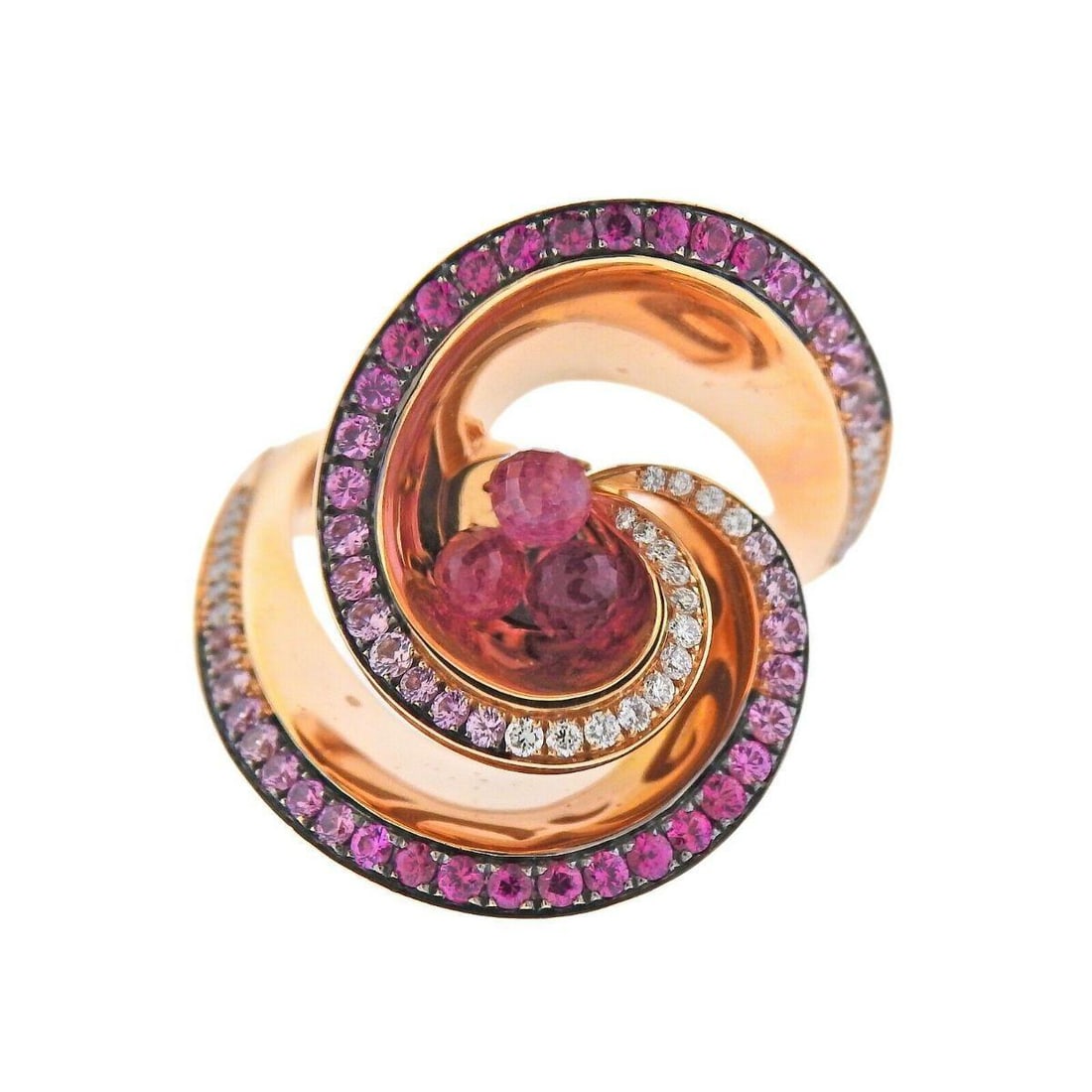 De Grisogono Chicciolina Gold Rubellite Sapphire Diamond Ring (1 of 5)