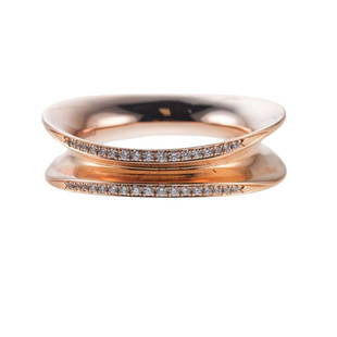 Chopard Rose Gold Diamond Band Ring: Metal : 18k Rose Gold Designer : Chopard Gemstone : Diamonds approx. 0.22ctw. Measurements : Ring size 6, top is 6.5mm wide. Marked: : Chopard, 750, Serial number. Weight: