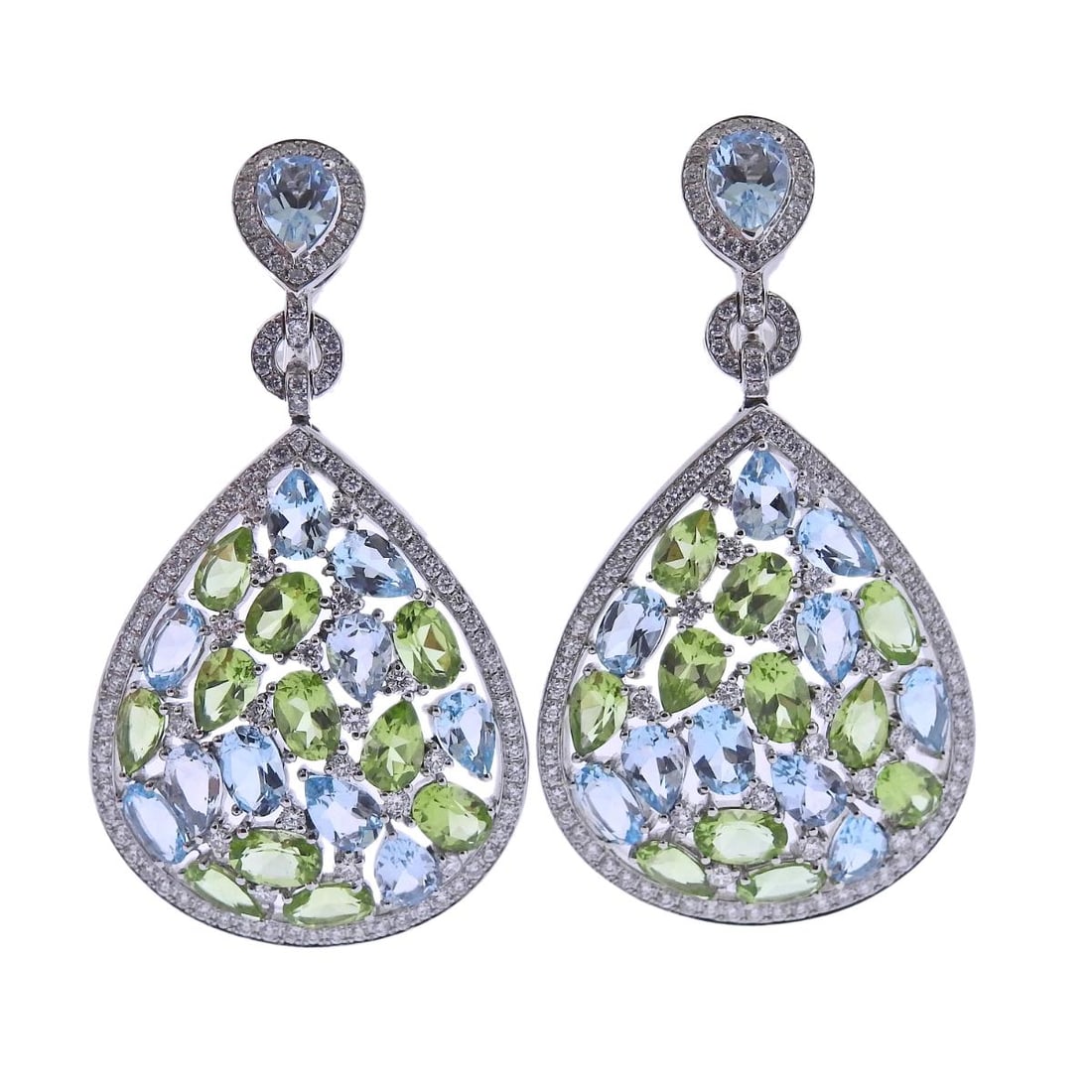 Bucherer Gold Diamond Topaz Peridot Drop Earrings (1 of 5)