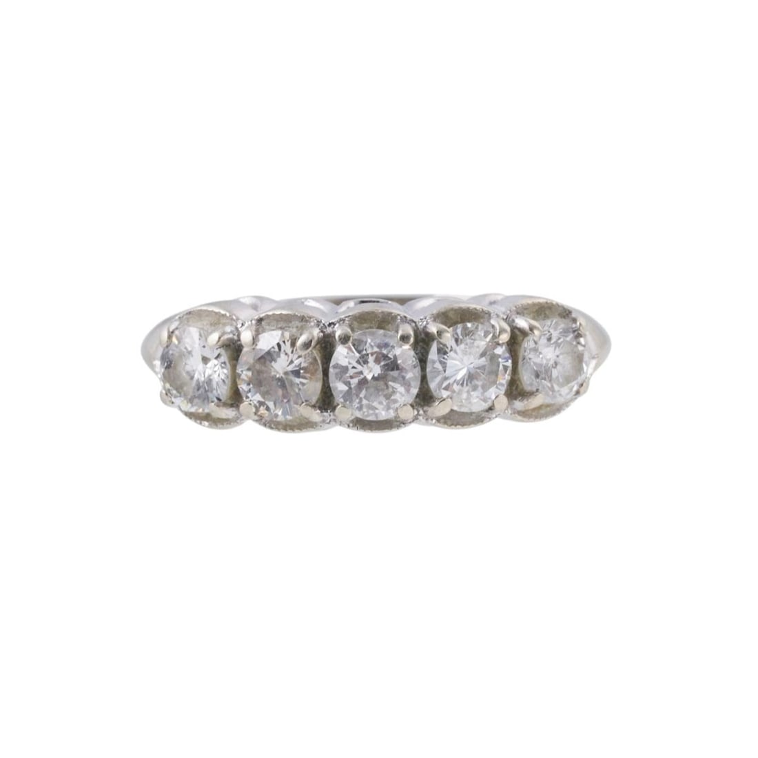 Midcentury 14k Gold Diamond Five Stone Ring (1 of 4)
