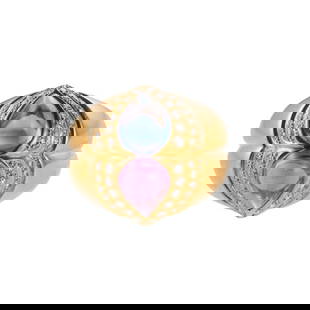 Chopard 18k Gold Diamond Tourmaline Sapphire Heart Ring: Metal : 18k Gold Designer : Chopard Gemstone : Sapphire and Tourmaline, Diamonds approx. 0.30ctw Measurements : Ring size 6, top is 18mm wide Marked: : Chopard, 750 Weight: 11.8 g