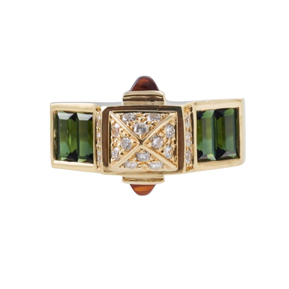 18k Gold Diamond Citrine Tourmaline Ring (1 of 4)