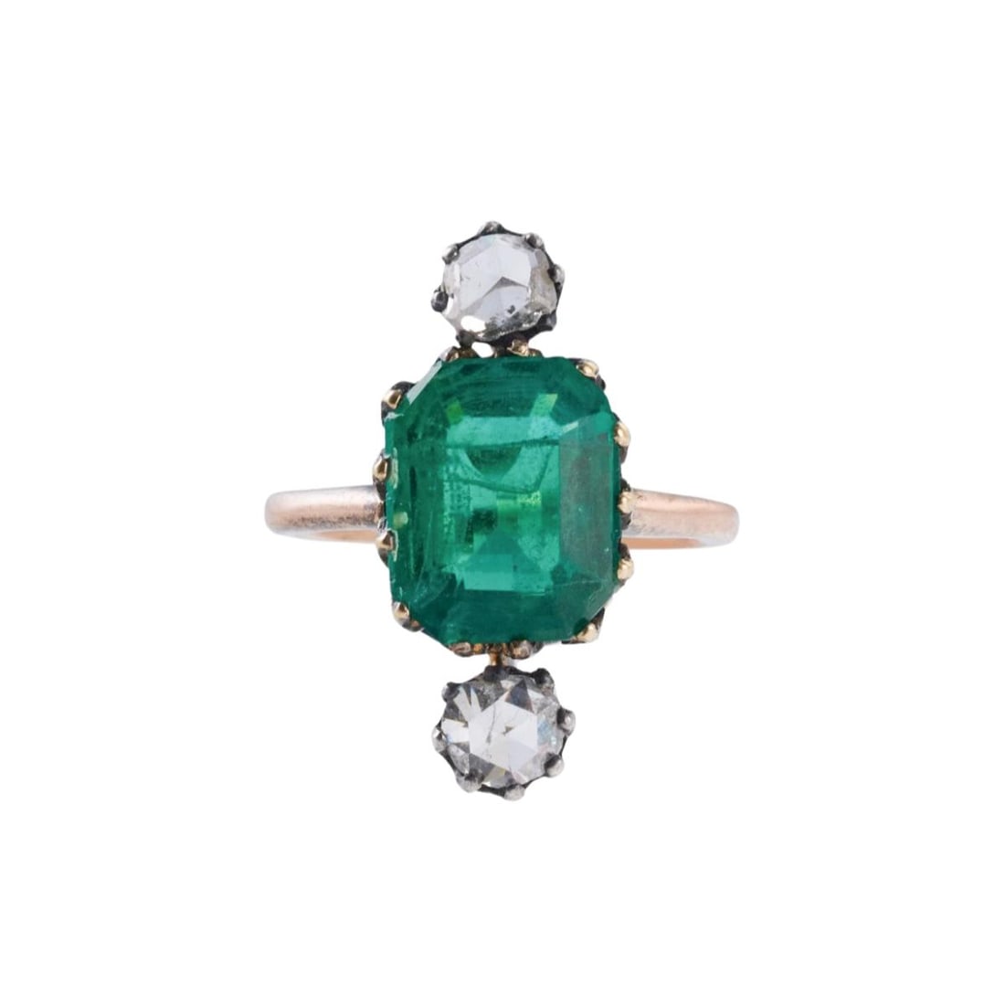 Antique 14k Gold Silver Emerald Ring (1 of 3)