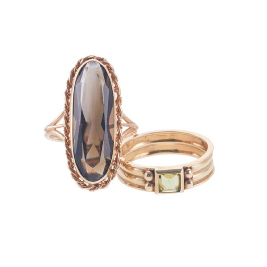 14k Gold Peridot Smoky Quartz Ring Lot of 2 (1 of 2)