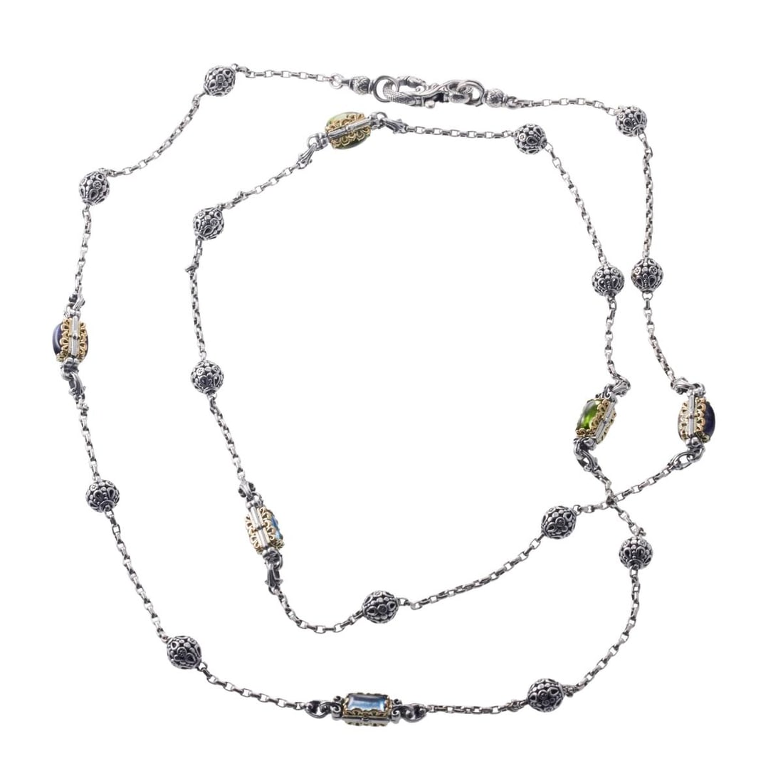 Konstantino Kleos Silver Gold Multi Gemstone Long Necklace (1 of 4)