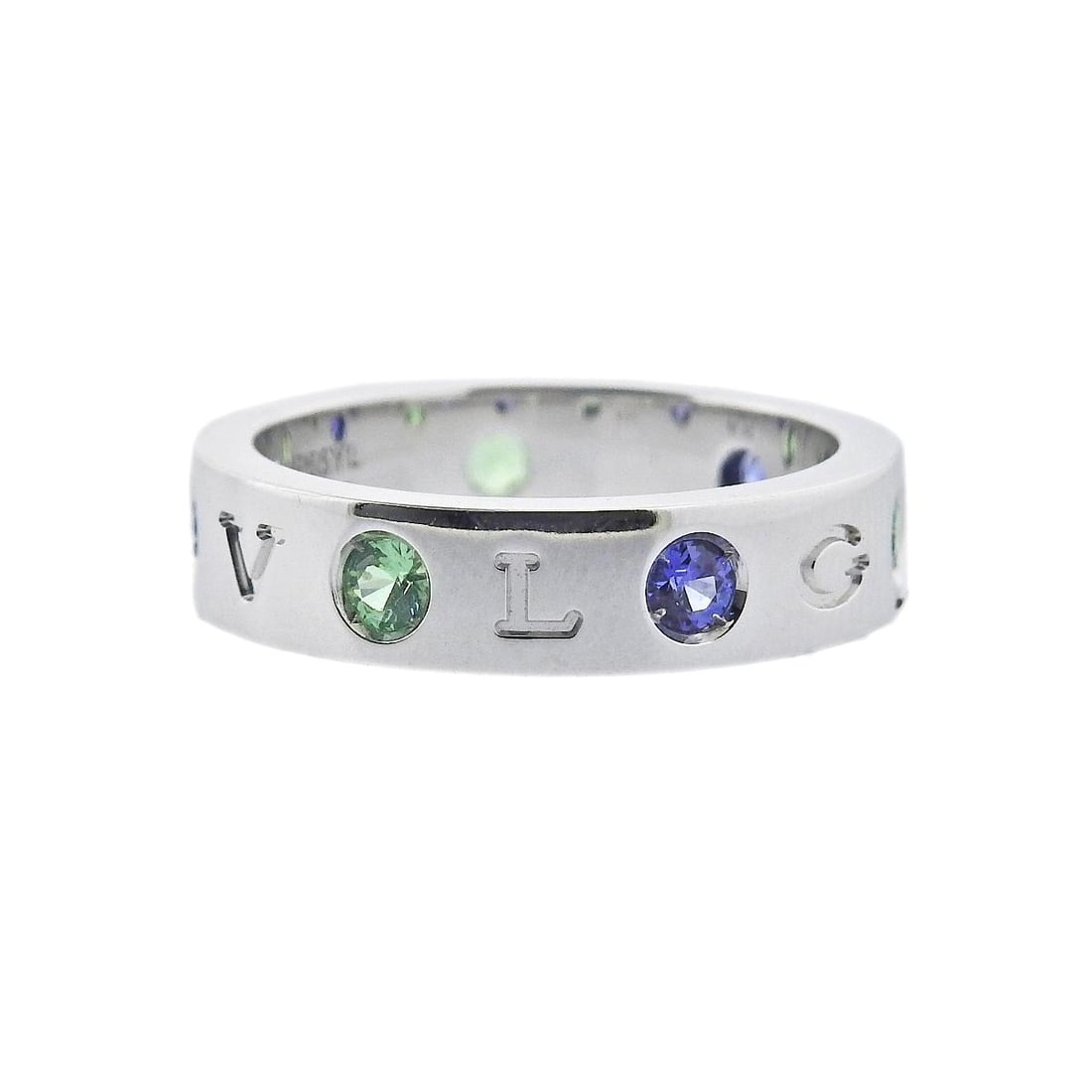 Bulgari White Gold Tsavorite Sapphire Band Ring (1 of 4)
