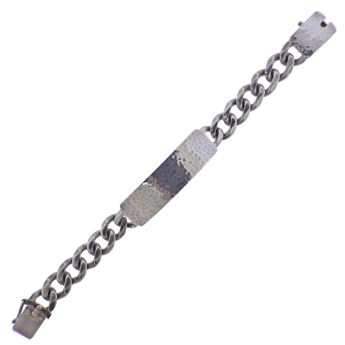Georg Jensen Smithy Hammered Silver Link ID Tag Bracelet 590 C (1 of 4)