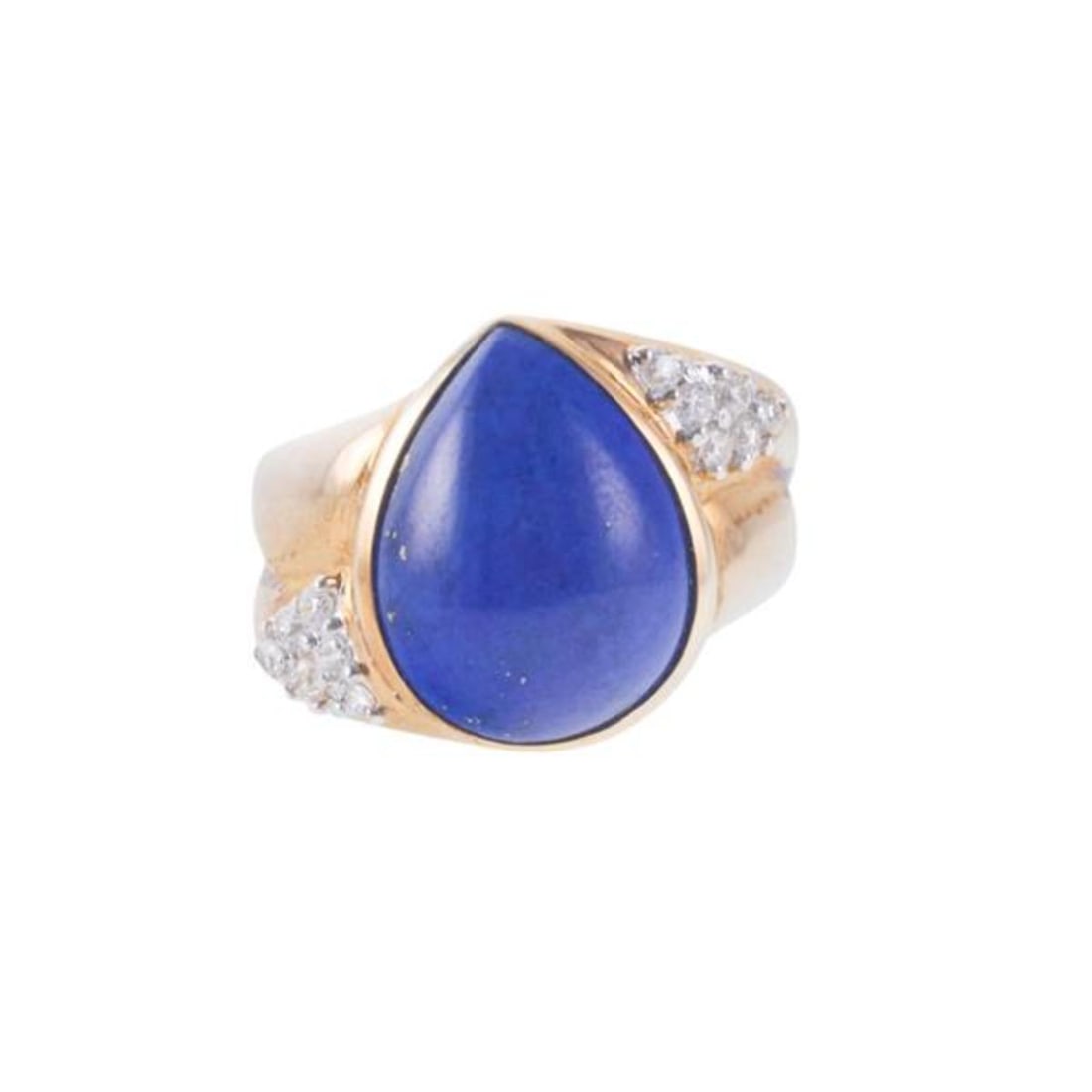 Pear Shaped Lapis Diamond Gold Ring (1 of 3)