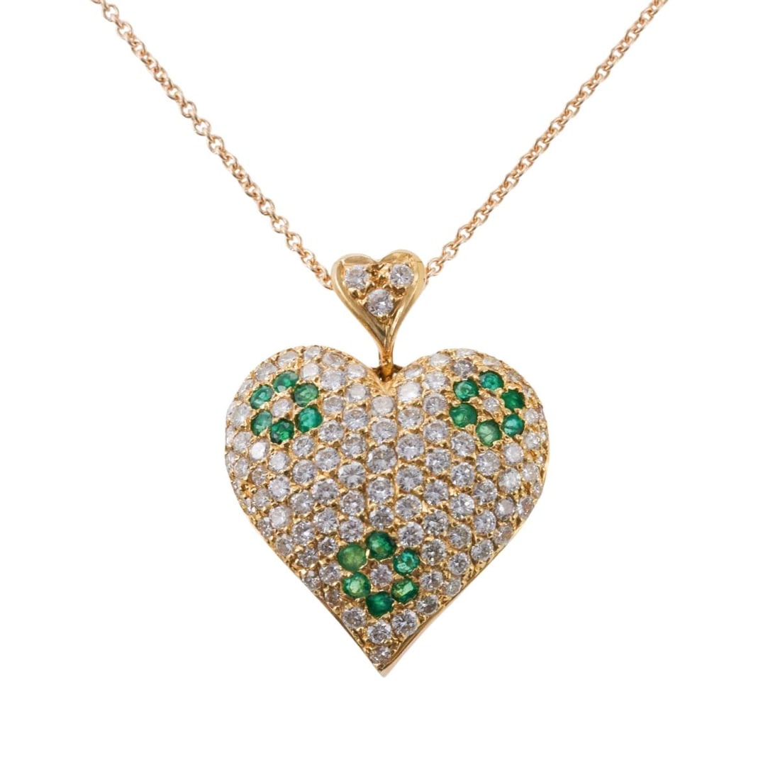 Gold Diamond Emerald Heart Pendant Necklace (1 of 4)